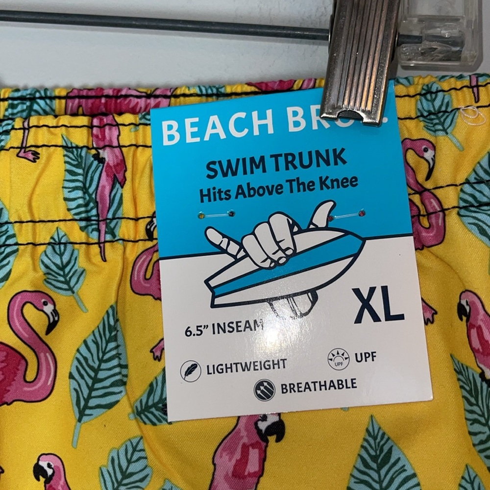 NEW Beach Bros. XL Yellow Pink Beach Swim Trunks - Picture 3 of 5